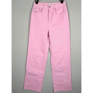 Romee Strijd‎ NA-KD Wide Leg High Waist Women Pink Jeans 27x31" Rise 11.5" Comfy
